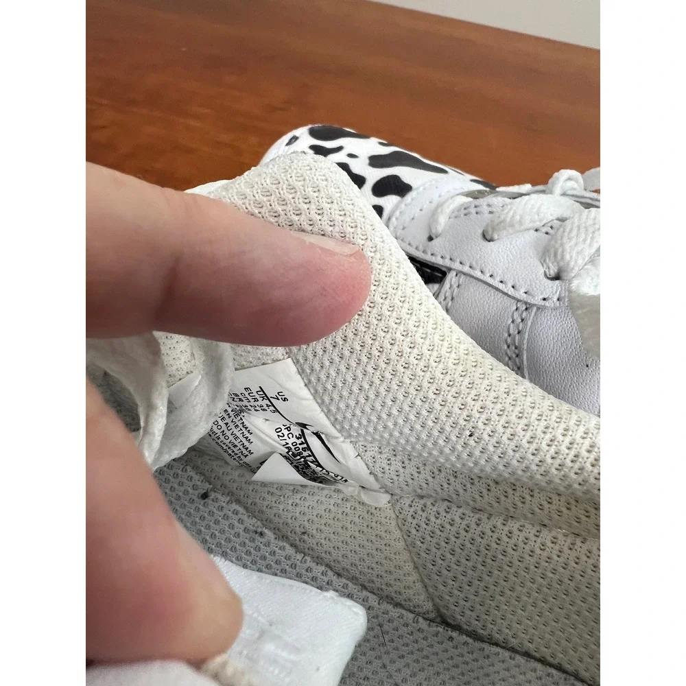 Nike Air Force 1 Low‎ Custom Cow Print White Black Sneakers 315115-112 Womens 7